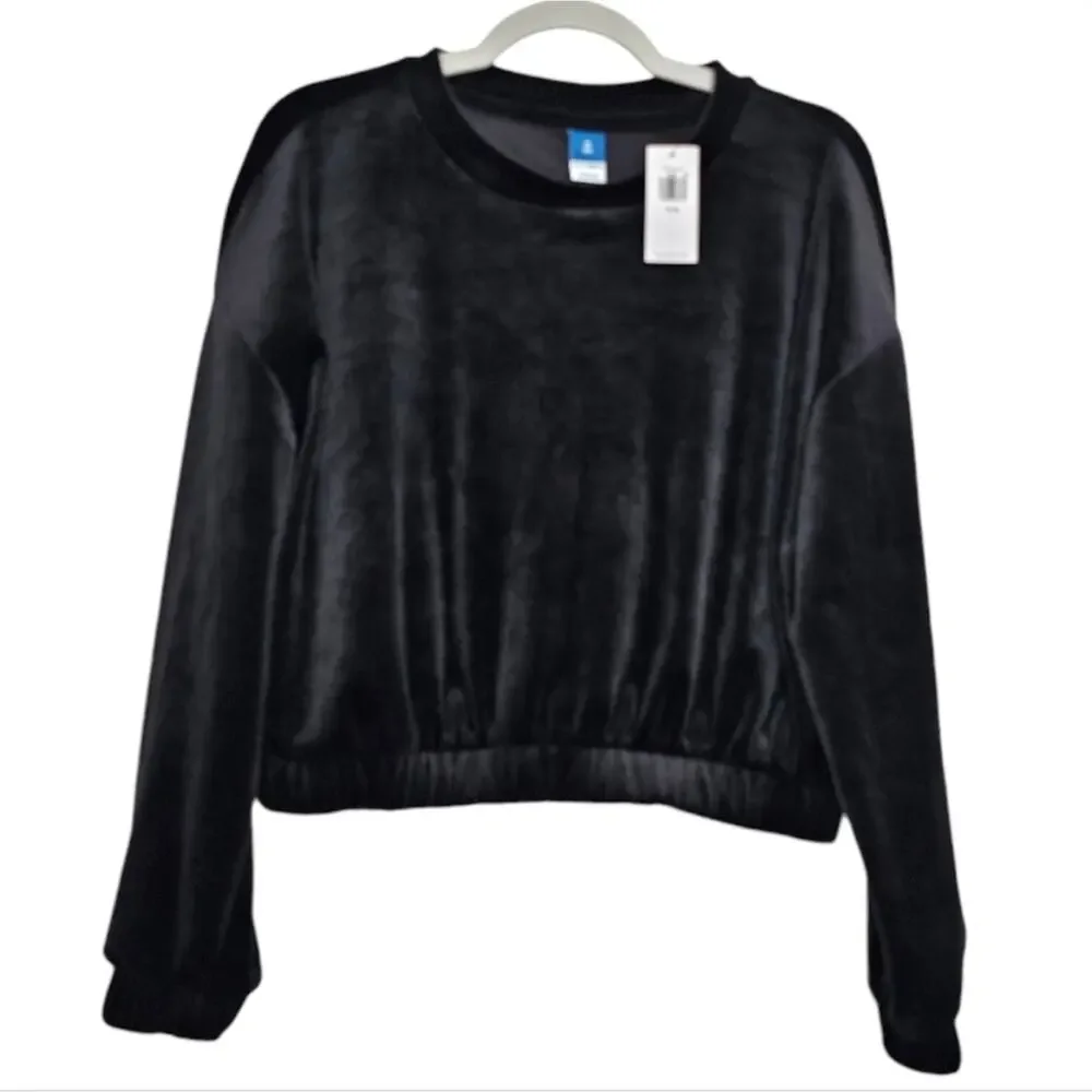Old Navy Long Sleeve Crushed Velvet Black Elastic Waist and Wrist Girls 8 (M)